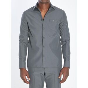 GUCCI Men's Button-Up Shirt with Horsebit Detail Men GREY Shirts